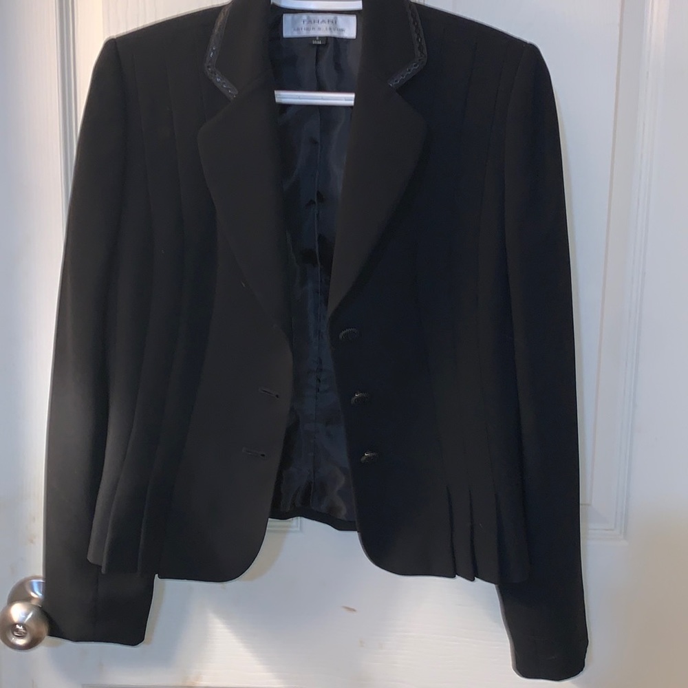 Tahari pleated bodice and beaded collar. Size 4